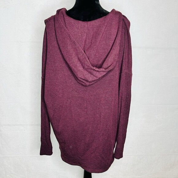 Athleta Purana Wrap Hooded Relaxed Drape Neck Sweatshirt Spiced Cabernet Sz XXS - Picture 7 of 9